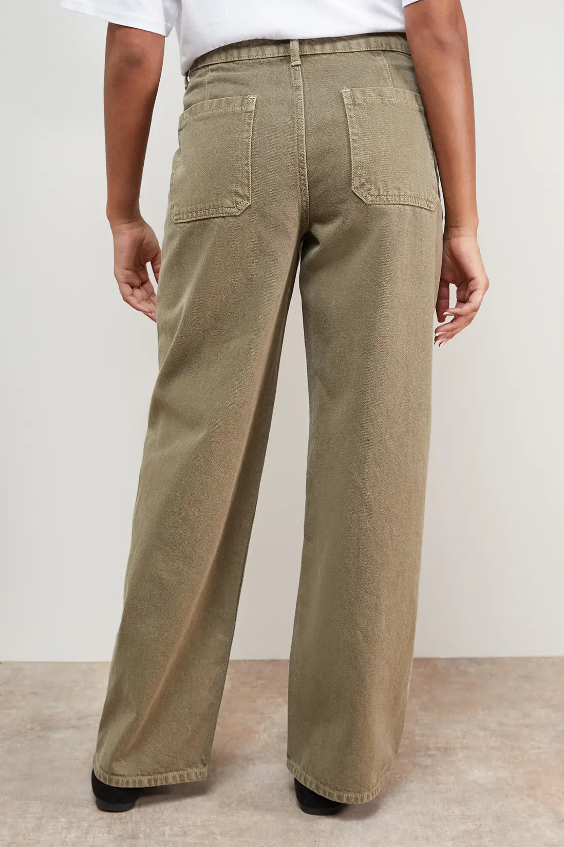 Green Pocket Detail Straight Leg Jeans