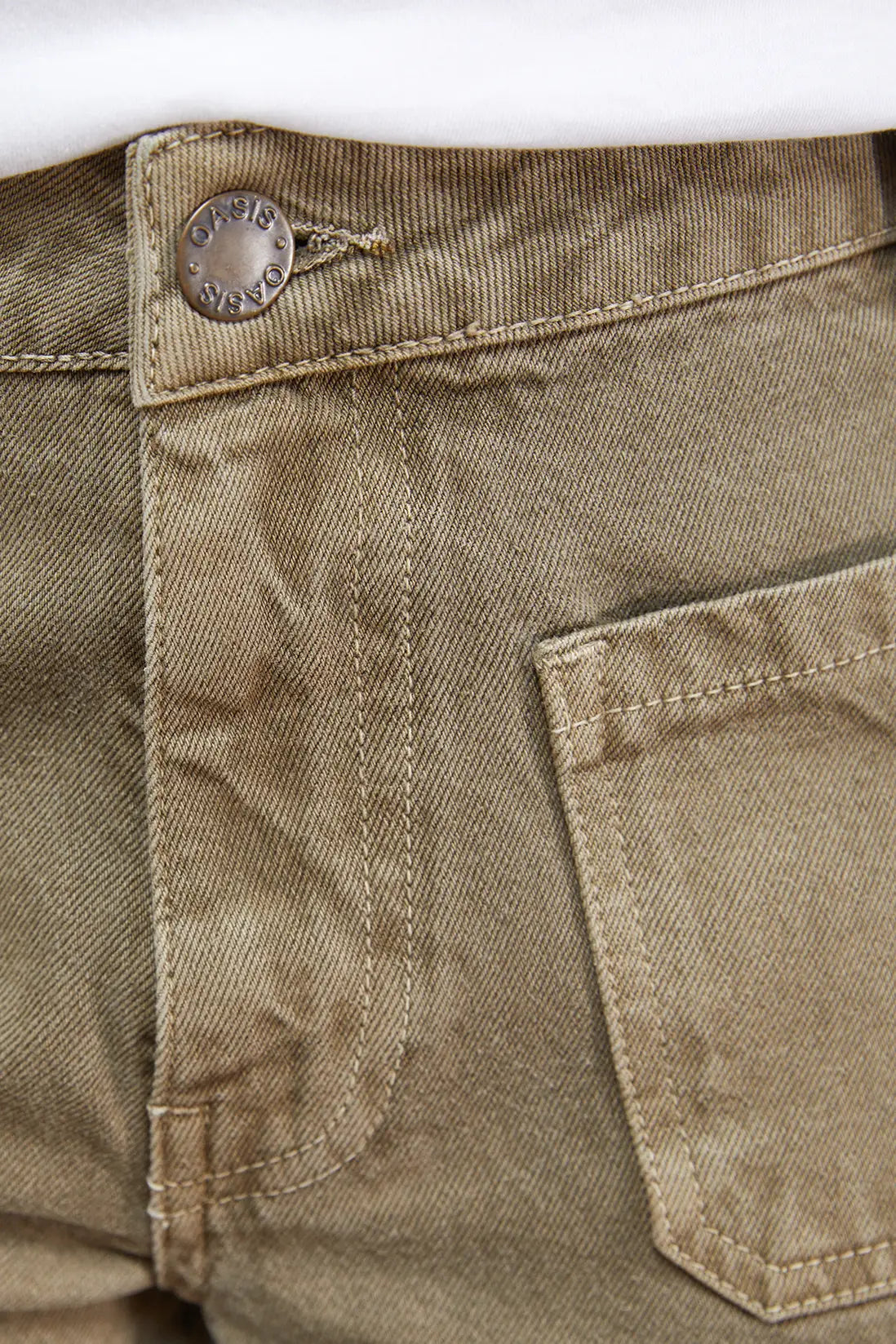 Green Pocket Detail Straight Leg Jeans