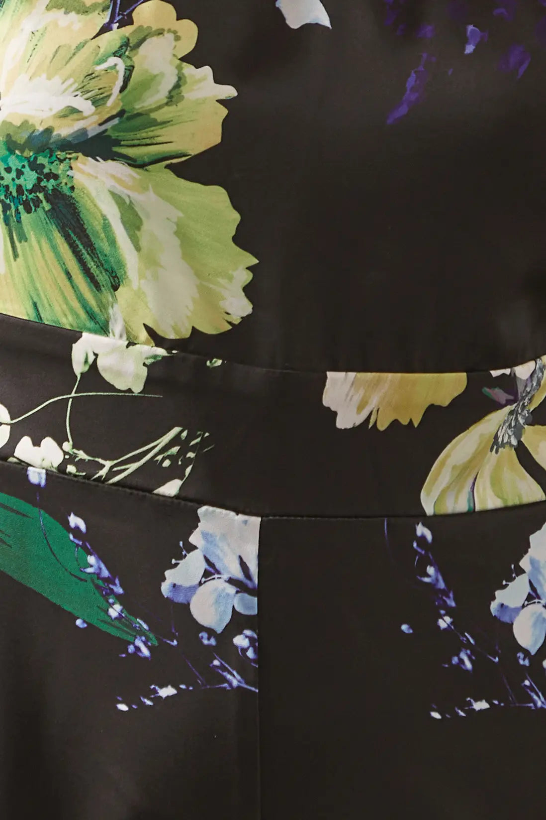 Black Petite Floral Printed Satin Belted Jumpsuit