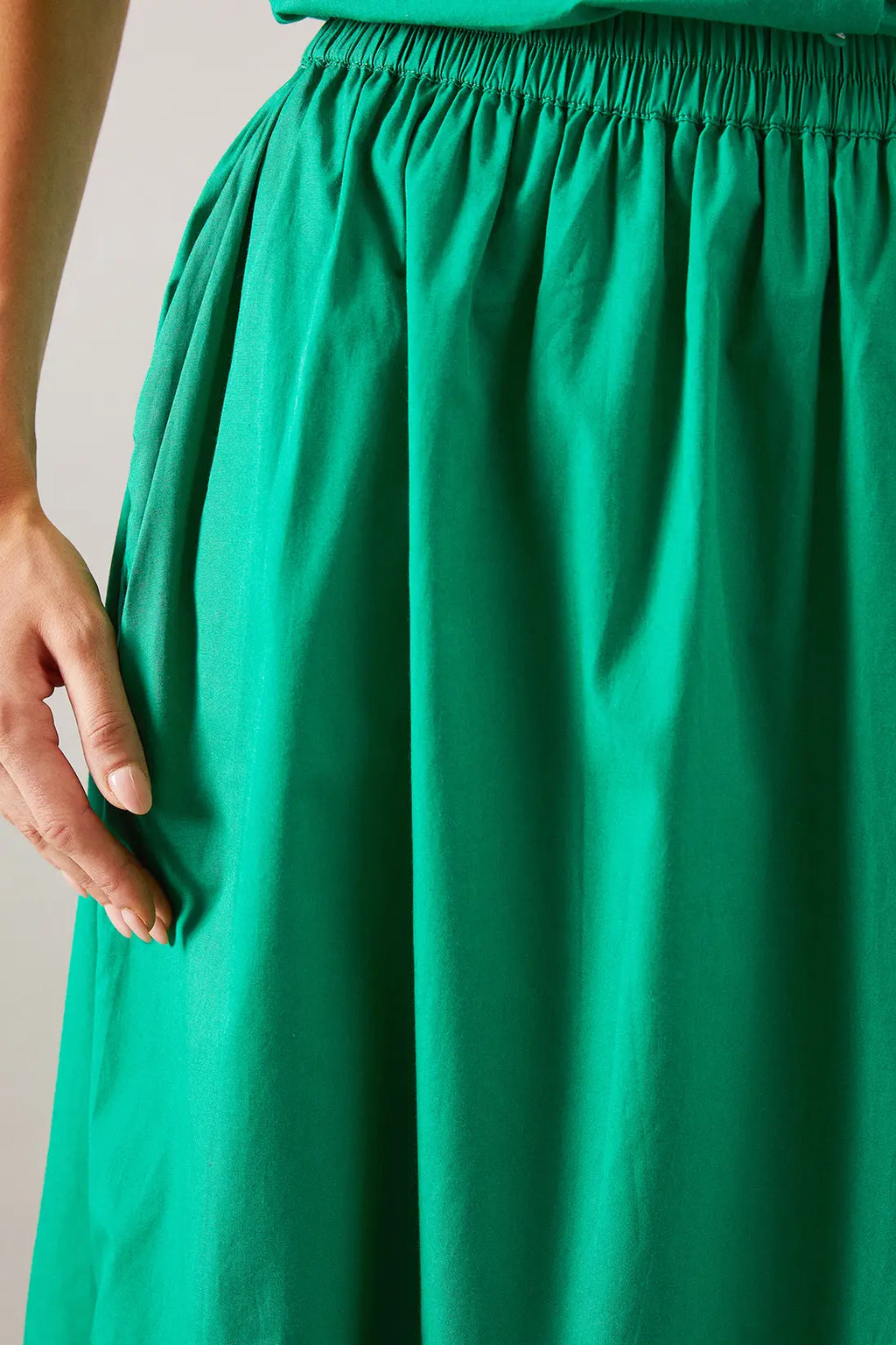 Cotton Frill Hem Midi Skirt