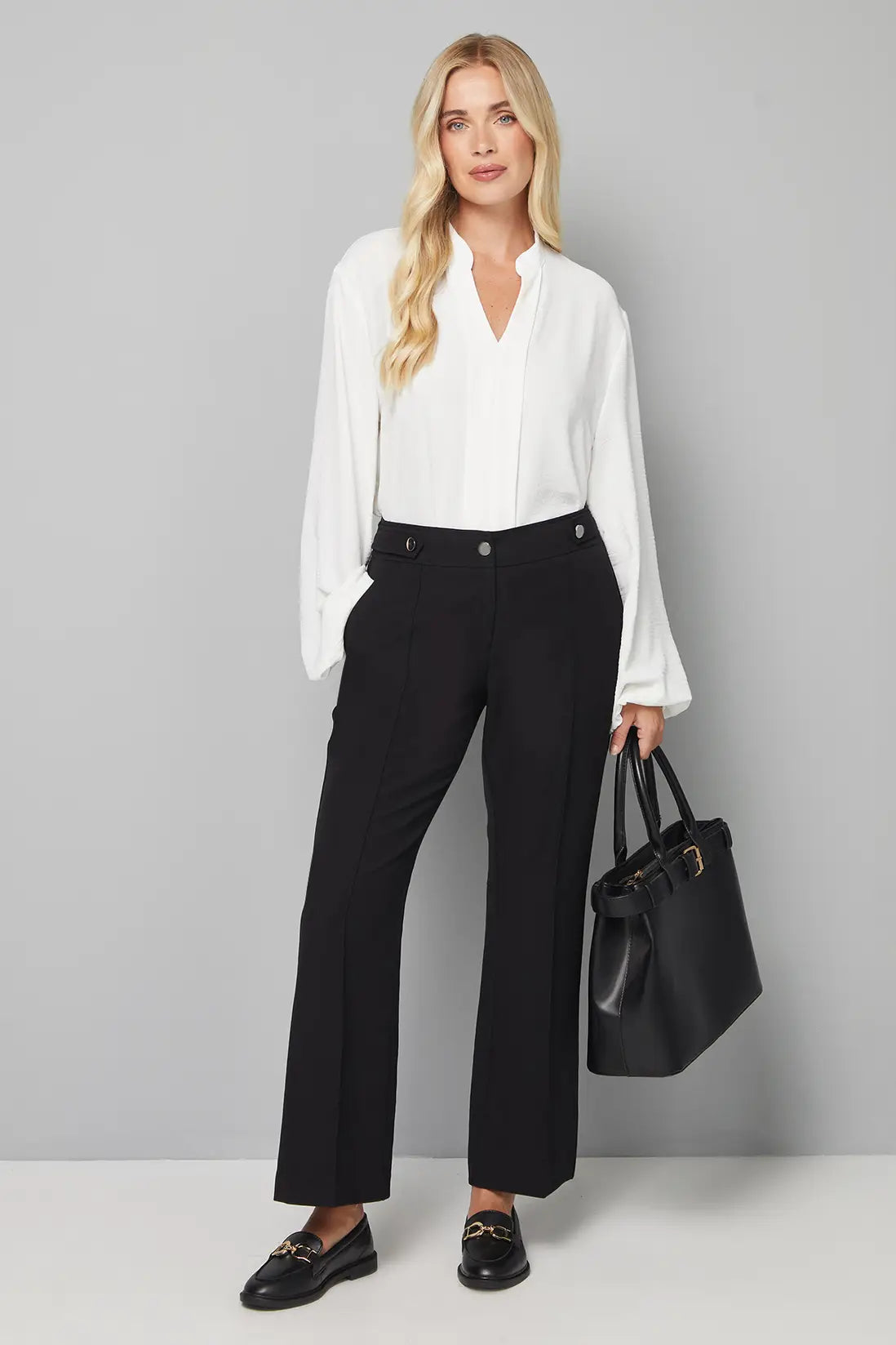 Petite Black Smart Bootcut Leg Trousers