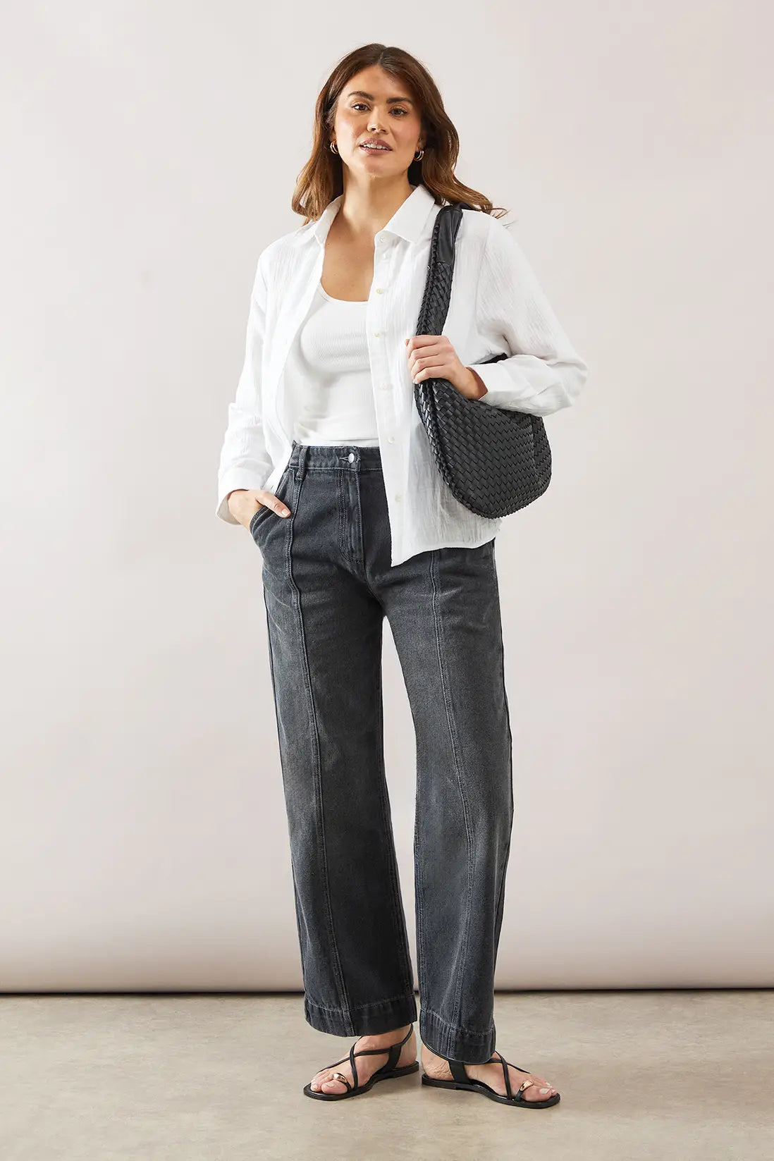 Denim Seam Detail Relaxed Jeans