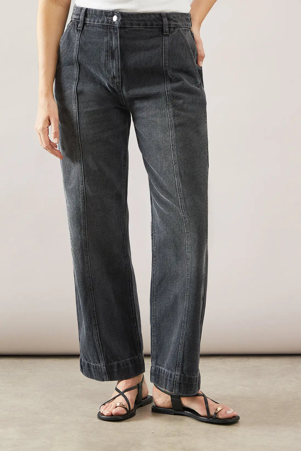 Denim Seam Detail Relaxed Jeans