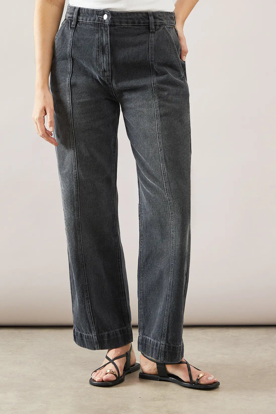 Denim Seam Detail Relaxed Jeans
