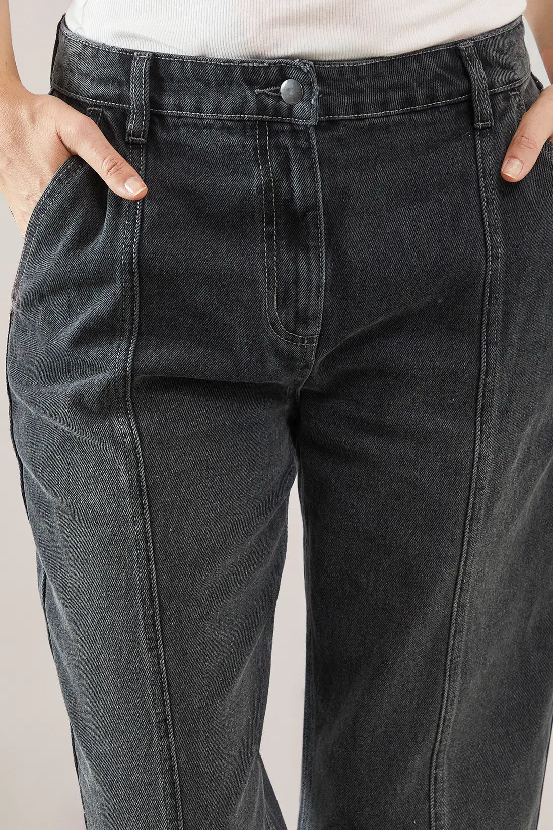Denim Seam Detail Relaxed Jeans
