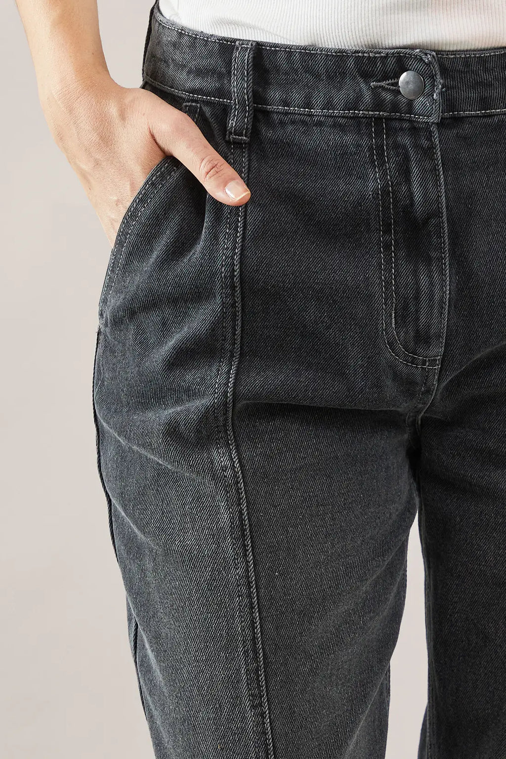 Denim Seam Detail Relaxed Jeans