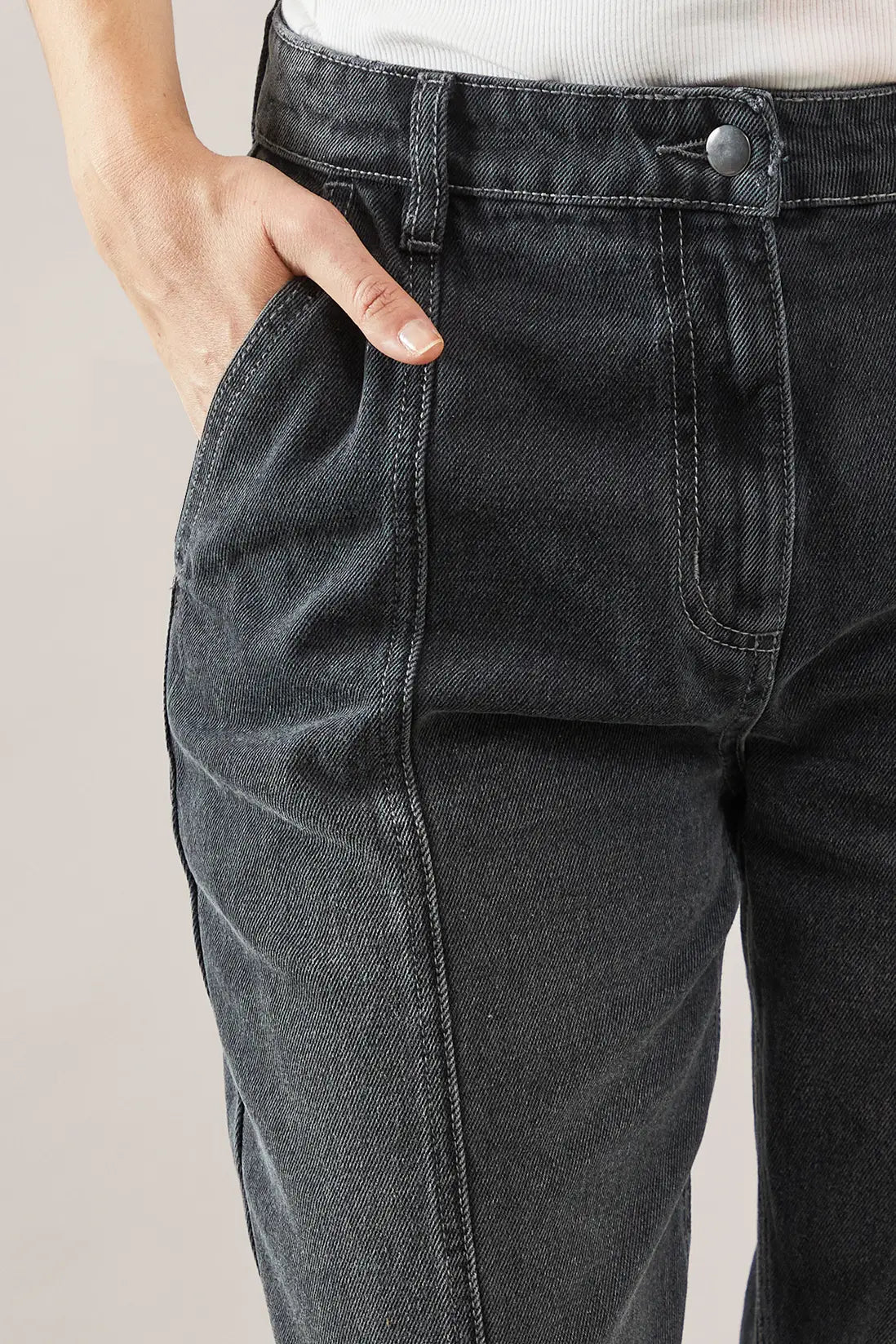 Denim Seam Detail Relaxed Jeans