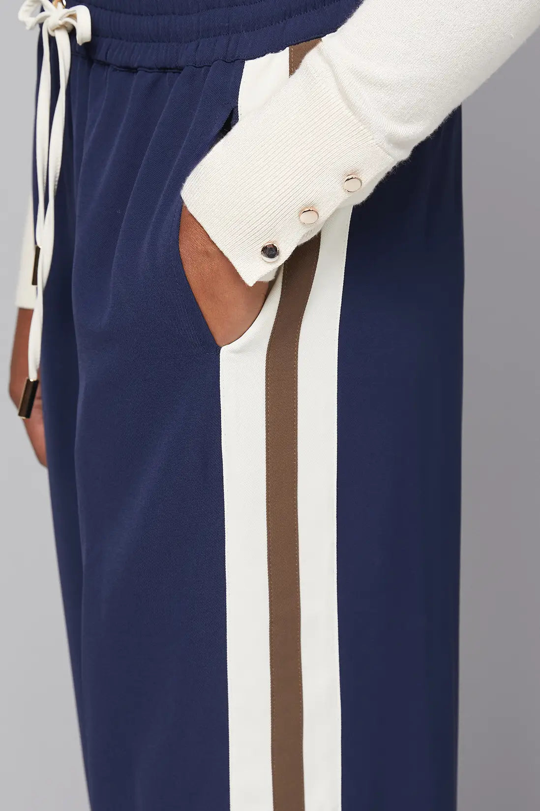 Navy Contrast Side Stripe Trouser