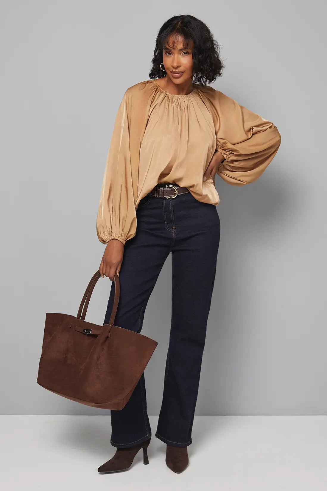 Gathered Puff Hem Blouse