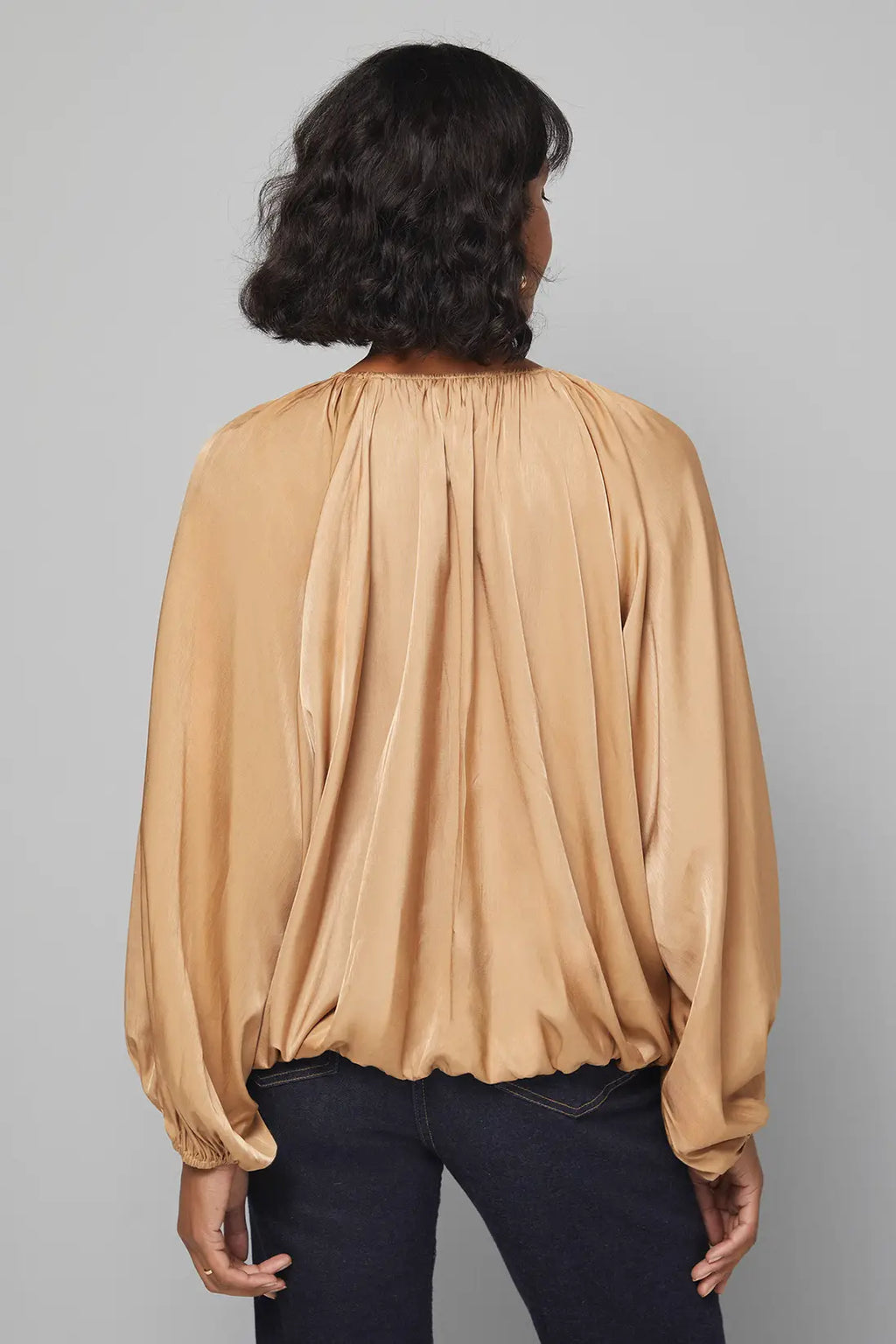 Gathered Puff Hem Blouse