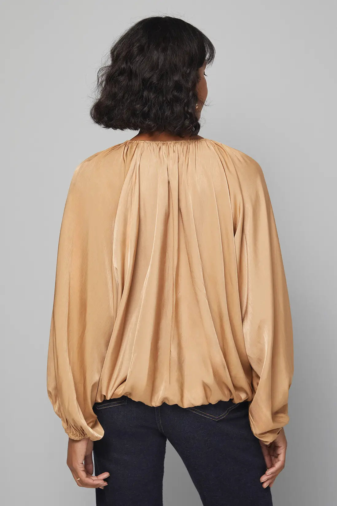 Gathered Puff Hem Blouse
