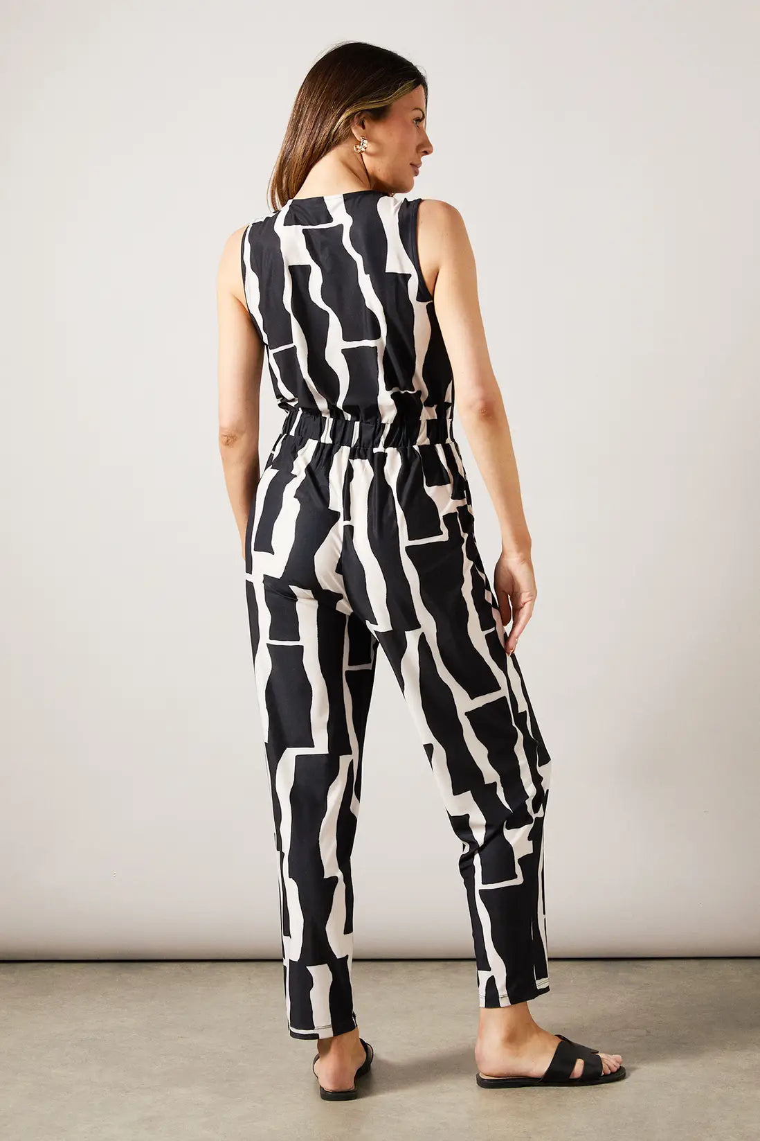 Geo Print Jersey Wrap Jumpsuit