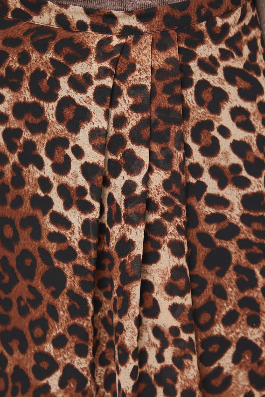 Black Leopard Chiffon Asymmetric Midi Skirt