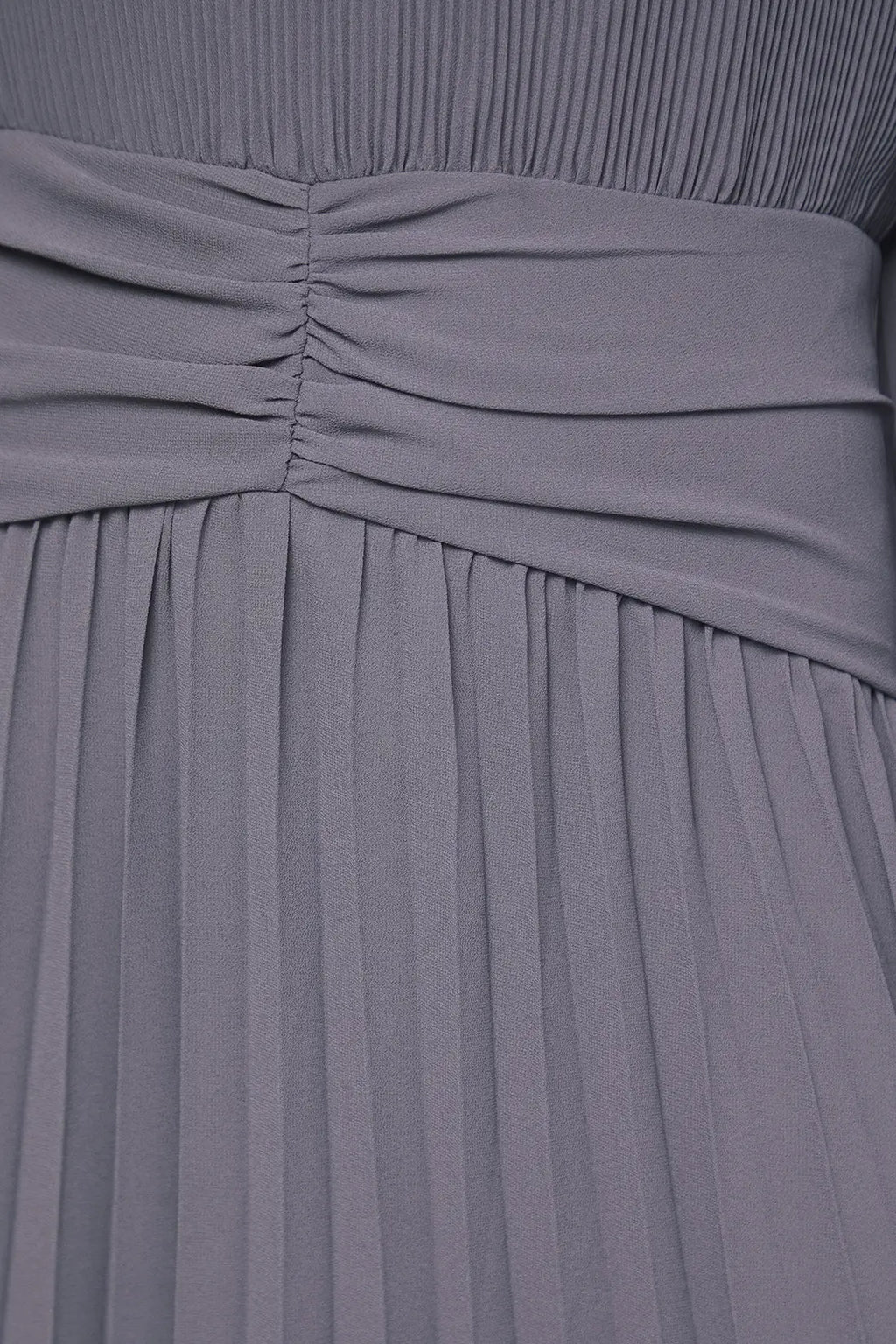 Pleated Flare Sleeve Waist Detail Midi Dress