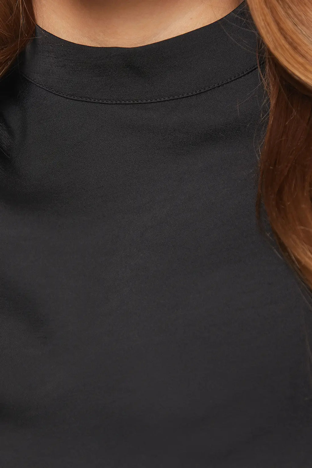 Satin High Neck Flute Blouse