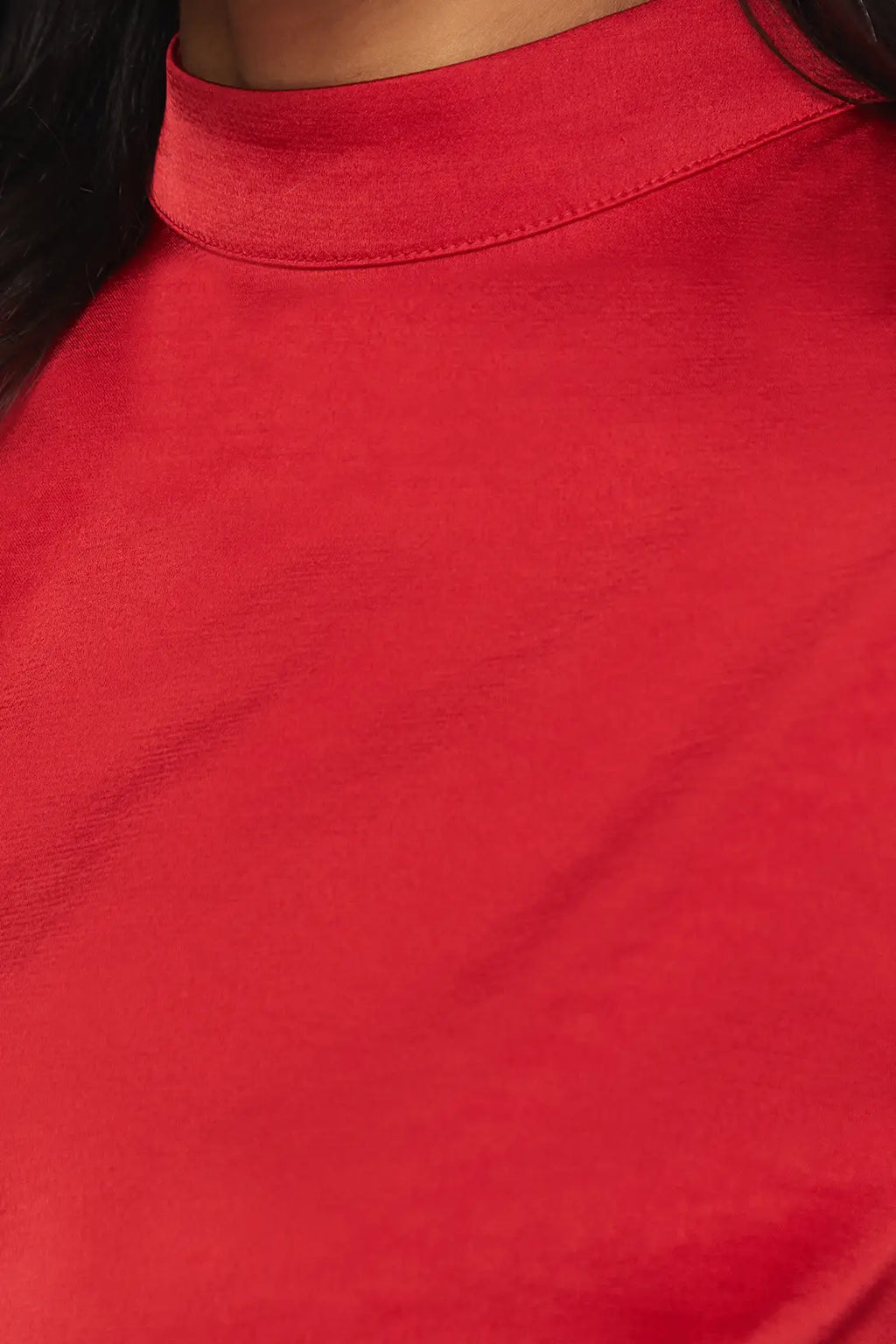 Satin High Neck Flute Blouse