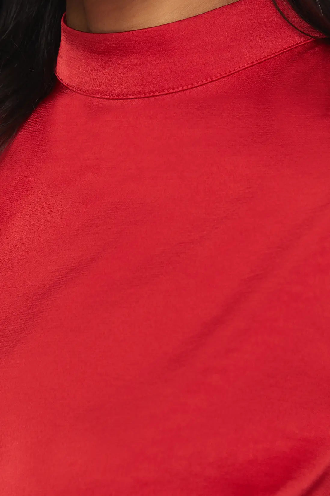 Satin High Neck Flute Blouse