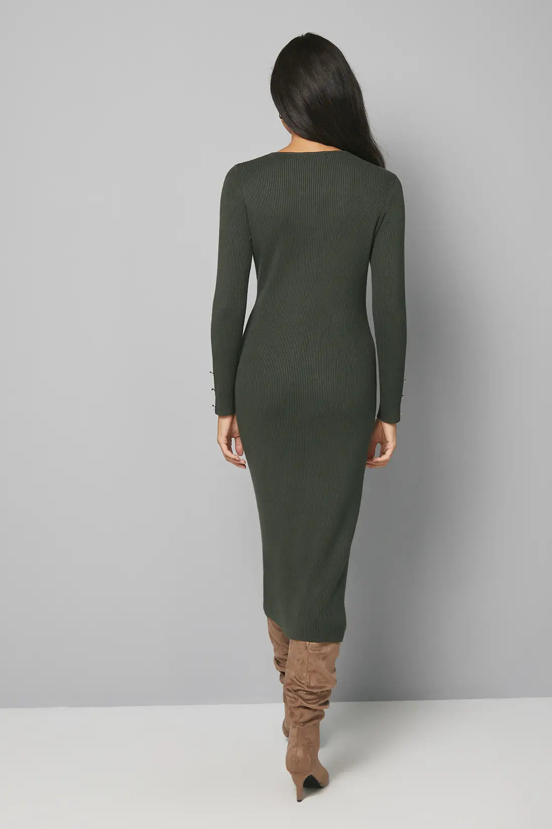 Colour Block Asymmetric Knitted Dress