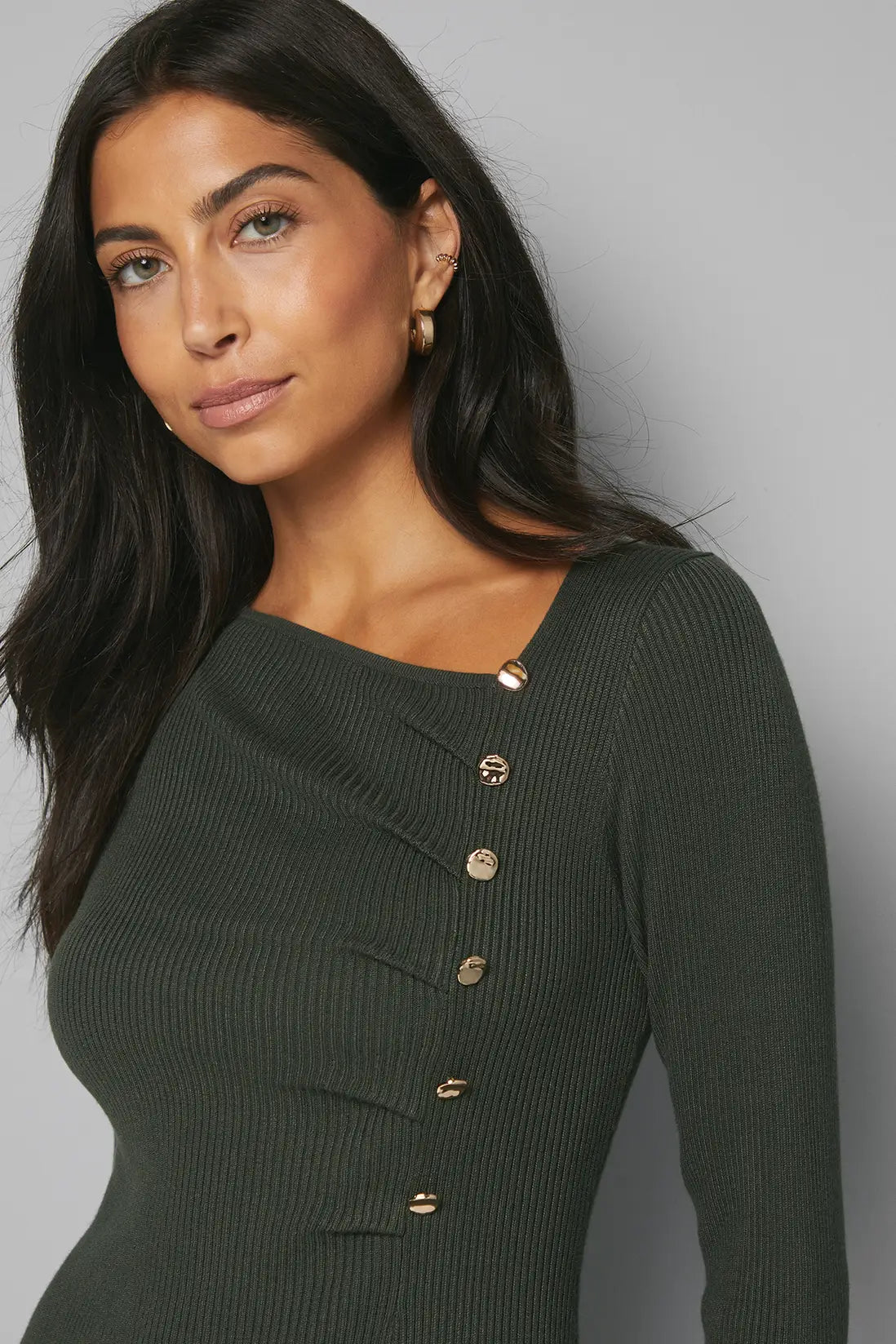 Colour Block Asymmetric Knitted Dress