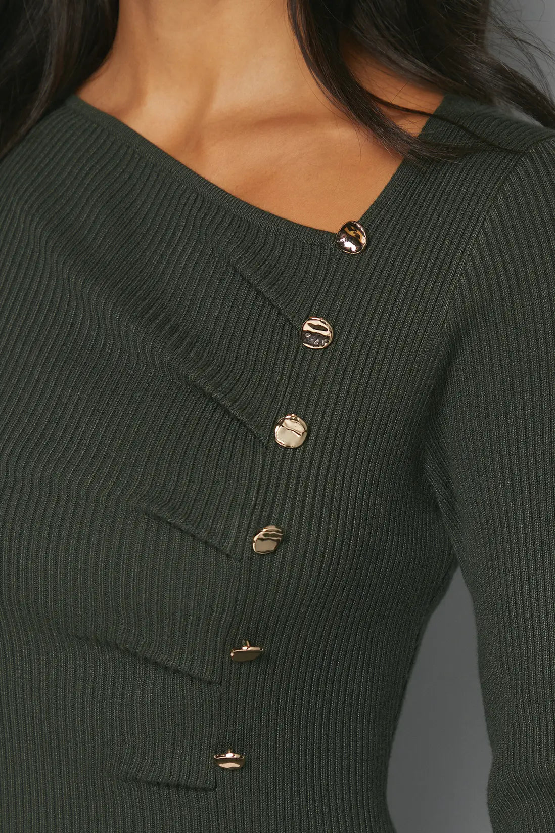 Colour Block Asymmetric Knitted Dress