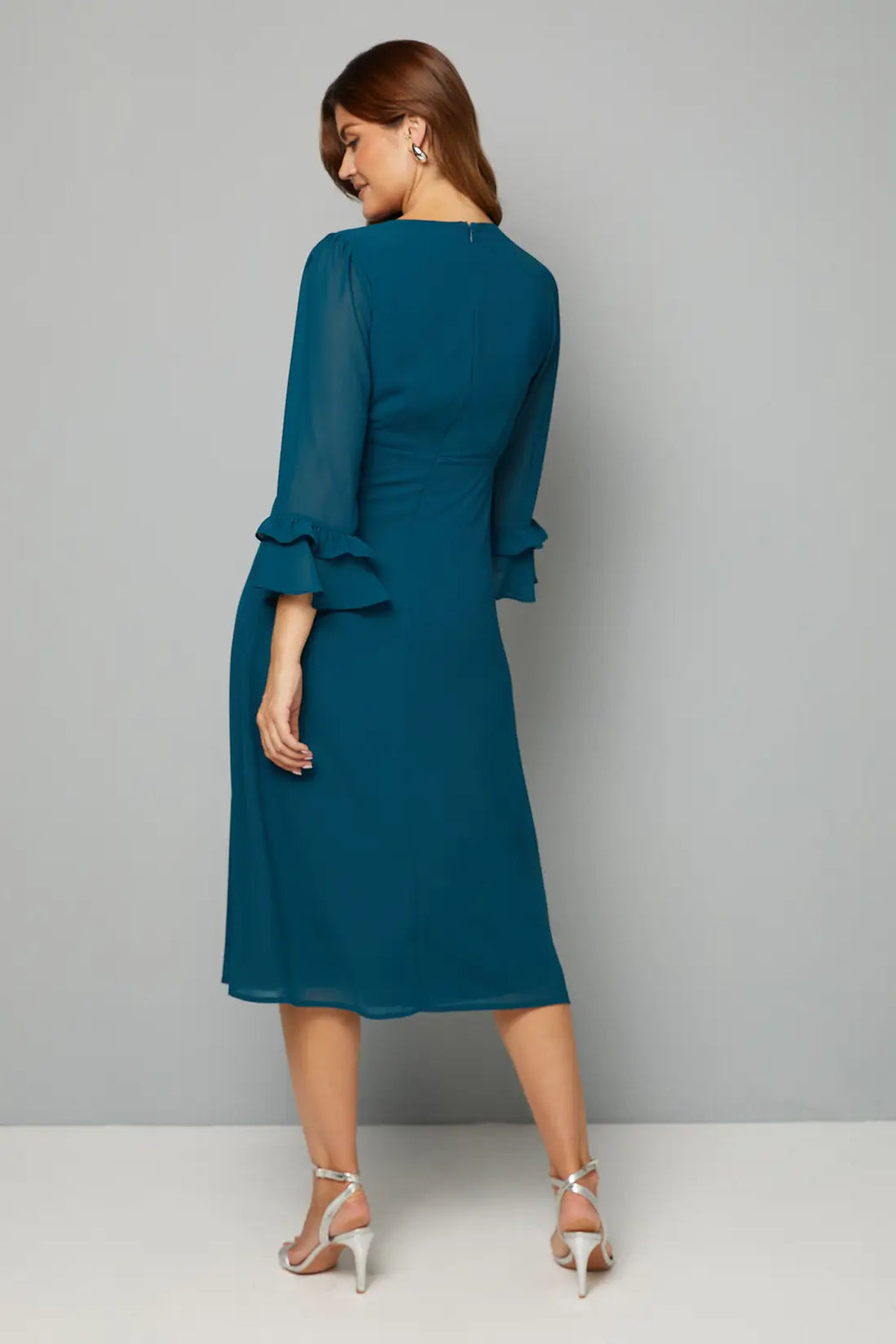 Flute Sleeve Midi Dress