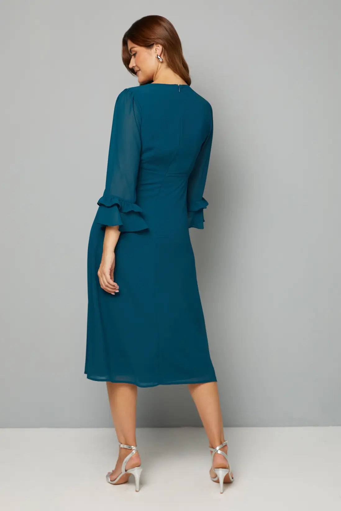 Flute Sleeve Midi Dress