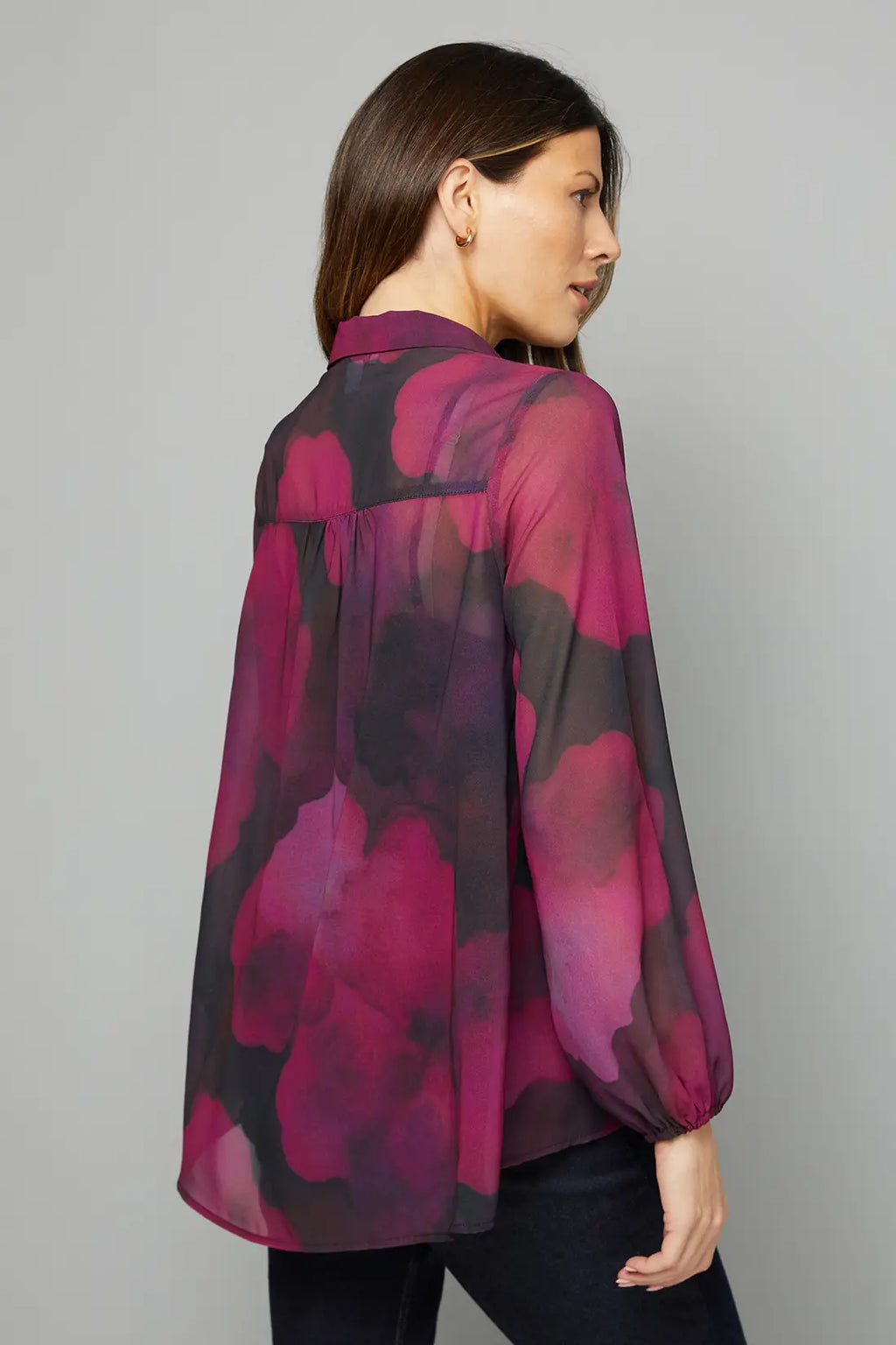 Berry Printed High Low Hem Longline Shirt
