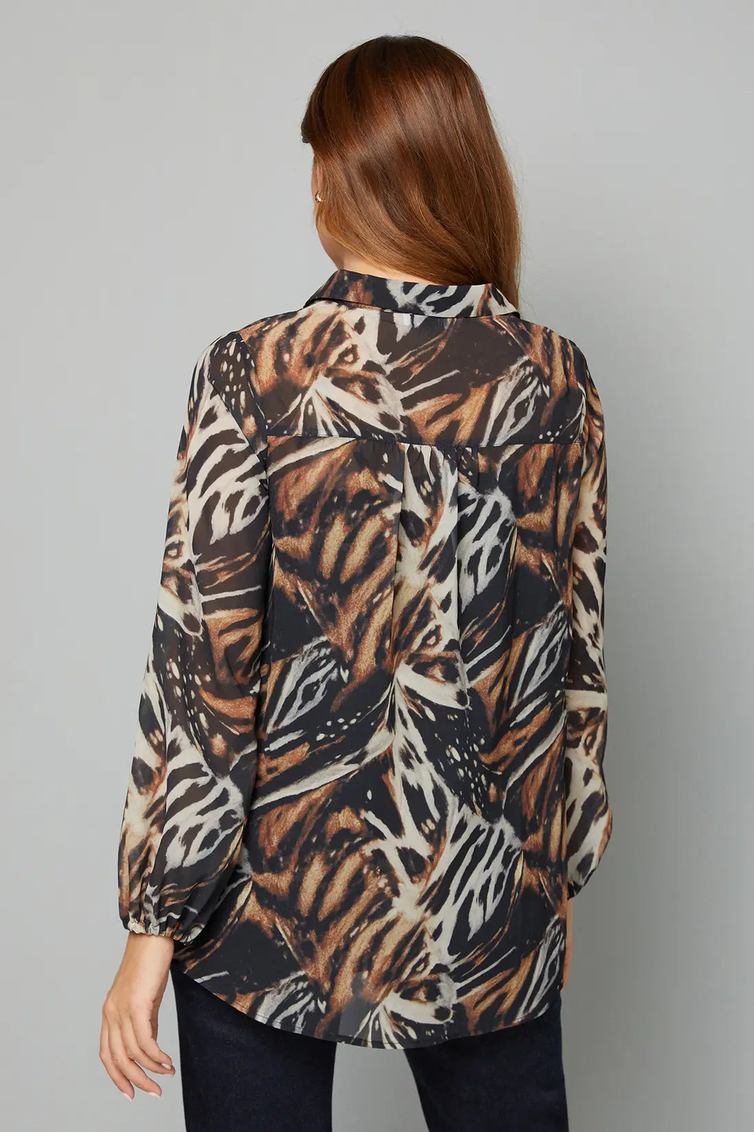 Black Abstract Animal High Low Hem Longline Shirt