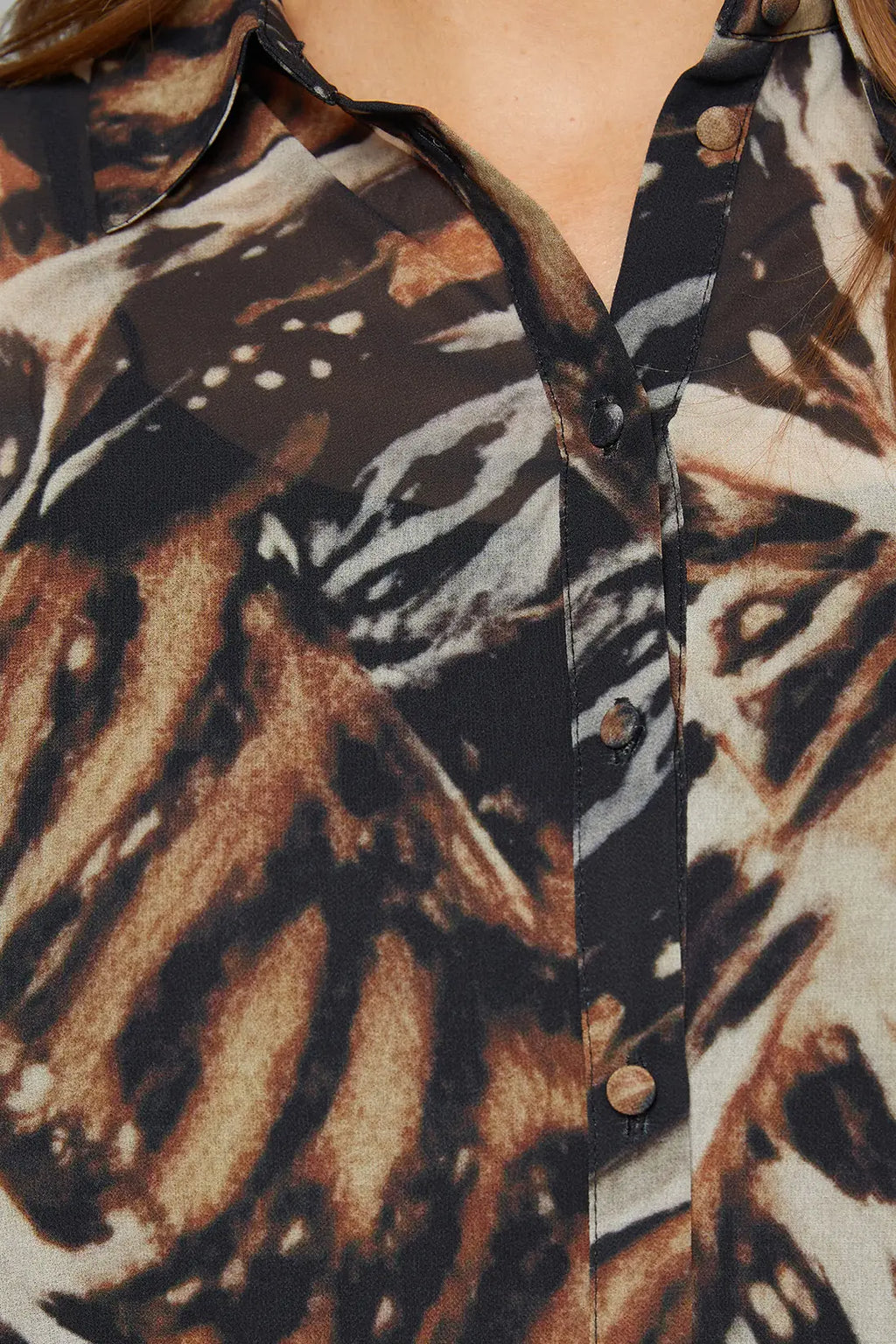 Black Abstract Animal High Low Hem Longline Shirt