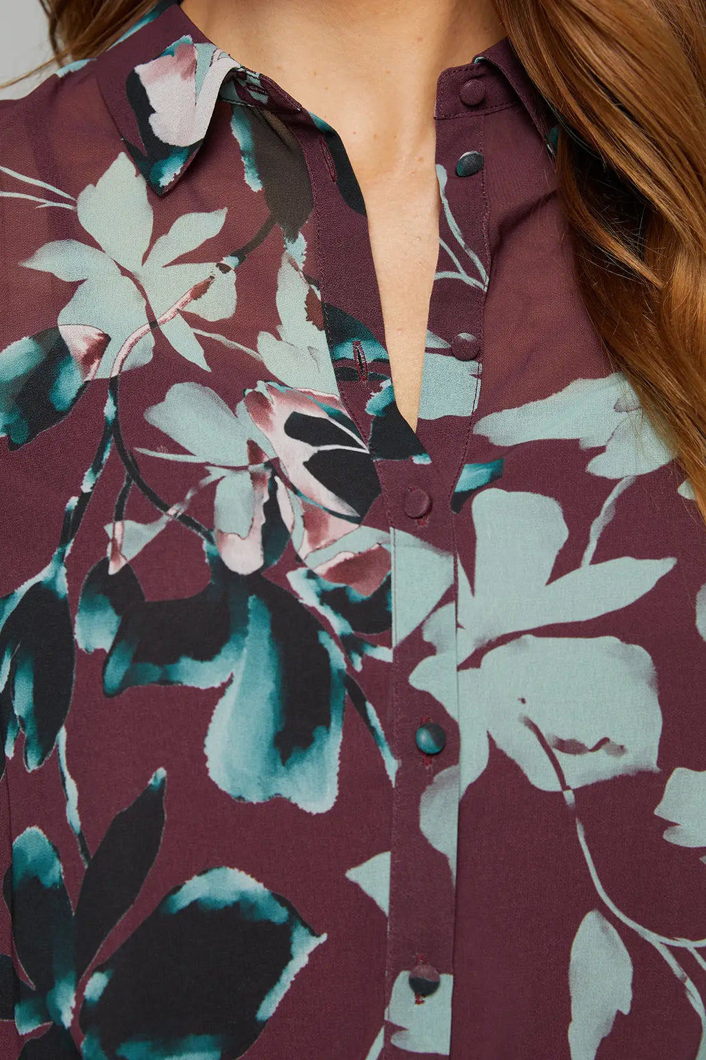 Plum Floral High Low Hem Longline Shirt