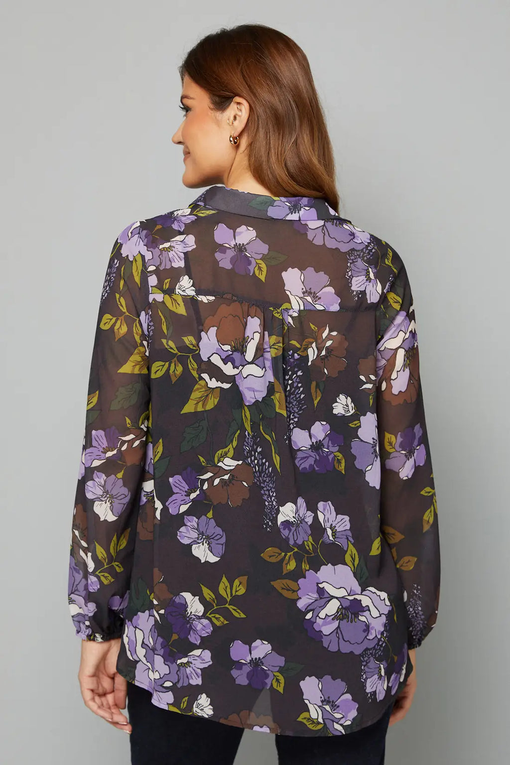 Black Floral High Low Hem Longline Shirt