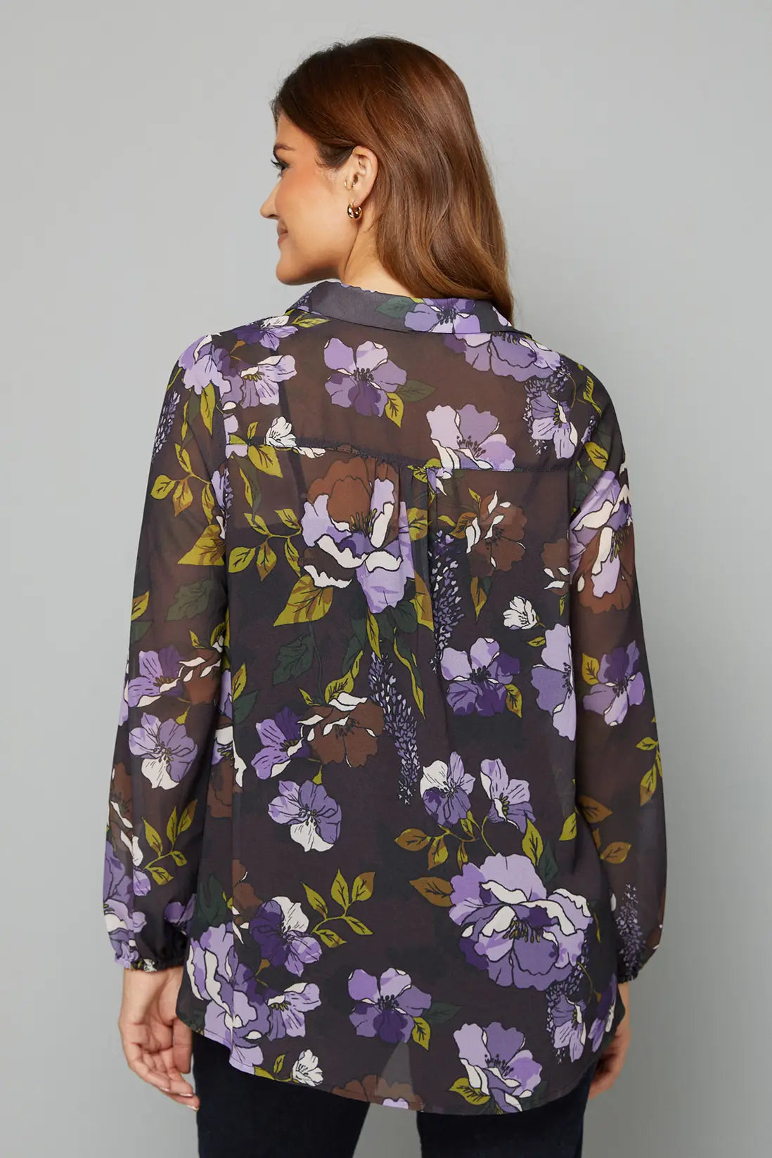 Black Floral High Low Hem Longline Shirt