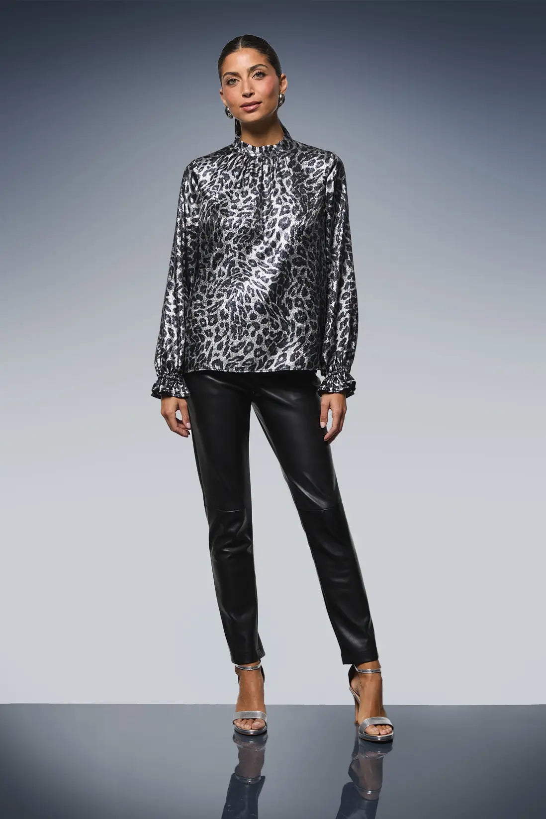 Metallic Leopard Long Sleeve Blouse
