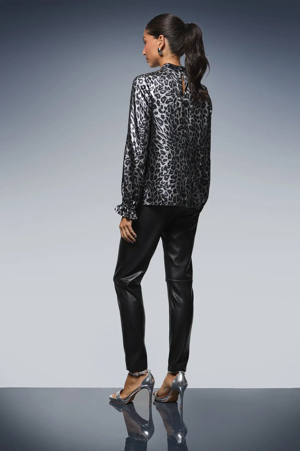 Metallic Leopard Long Sleeve Blouse