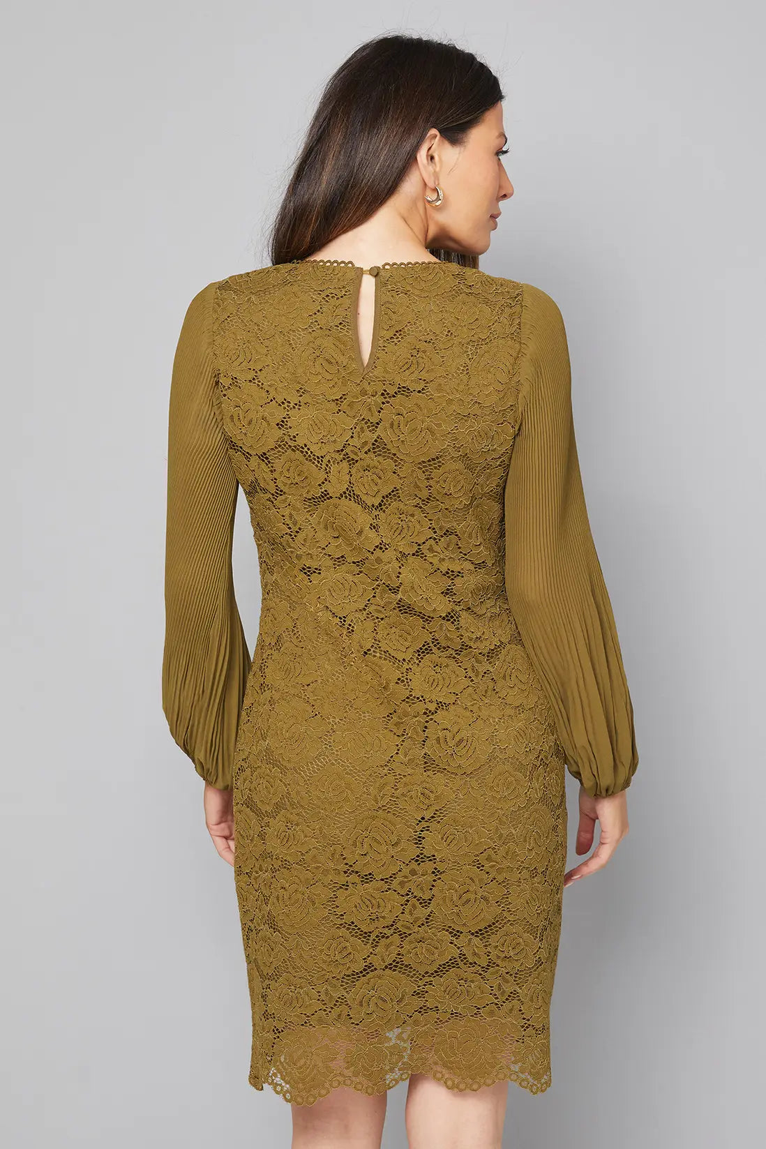 Occasion Lace Pleat Sleeve Shift Dress