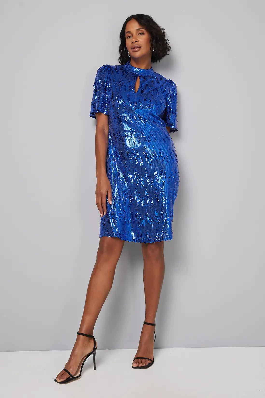 Sequin High Neck Shift Dress