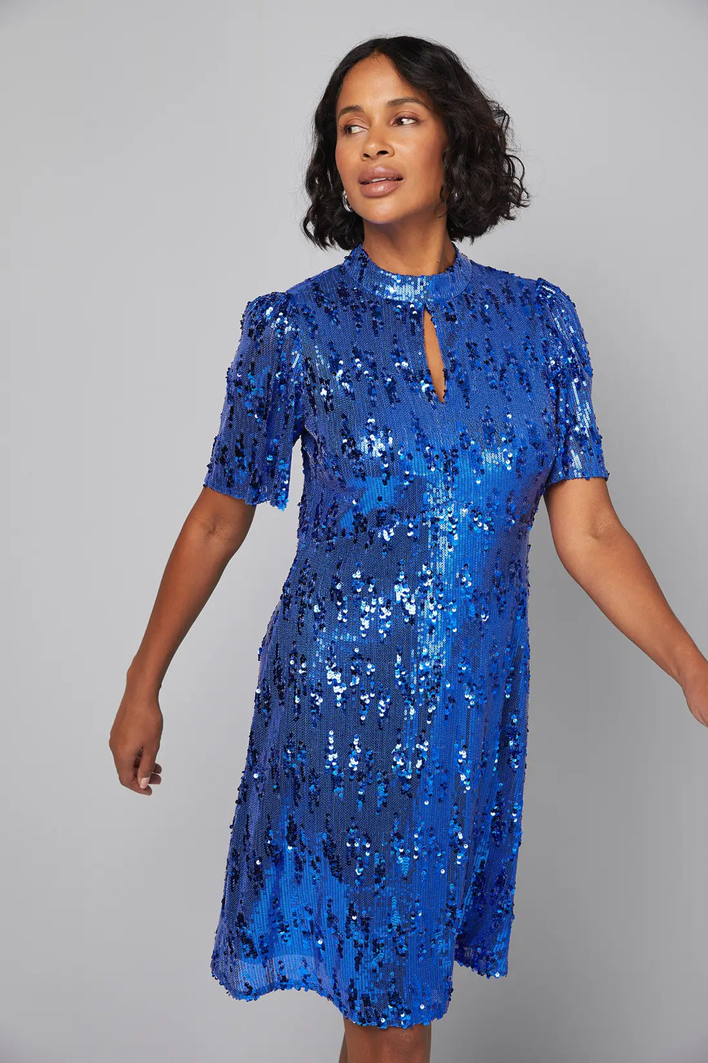 Sequin High Neck Shift Dress