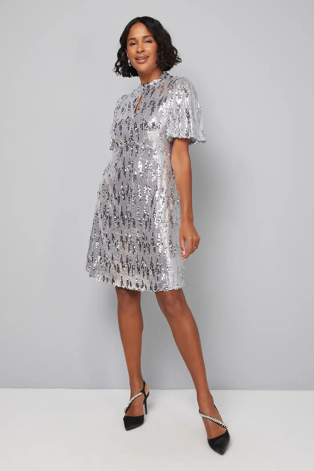 Sequin High Neck Shift Dress