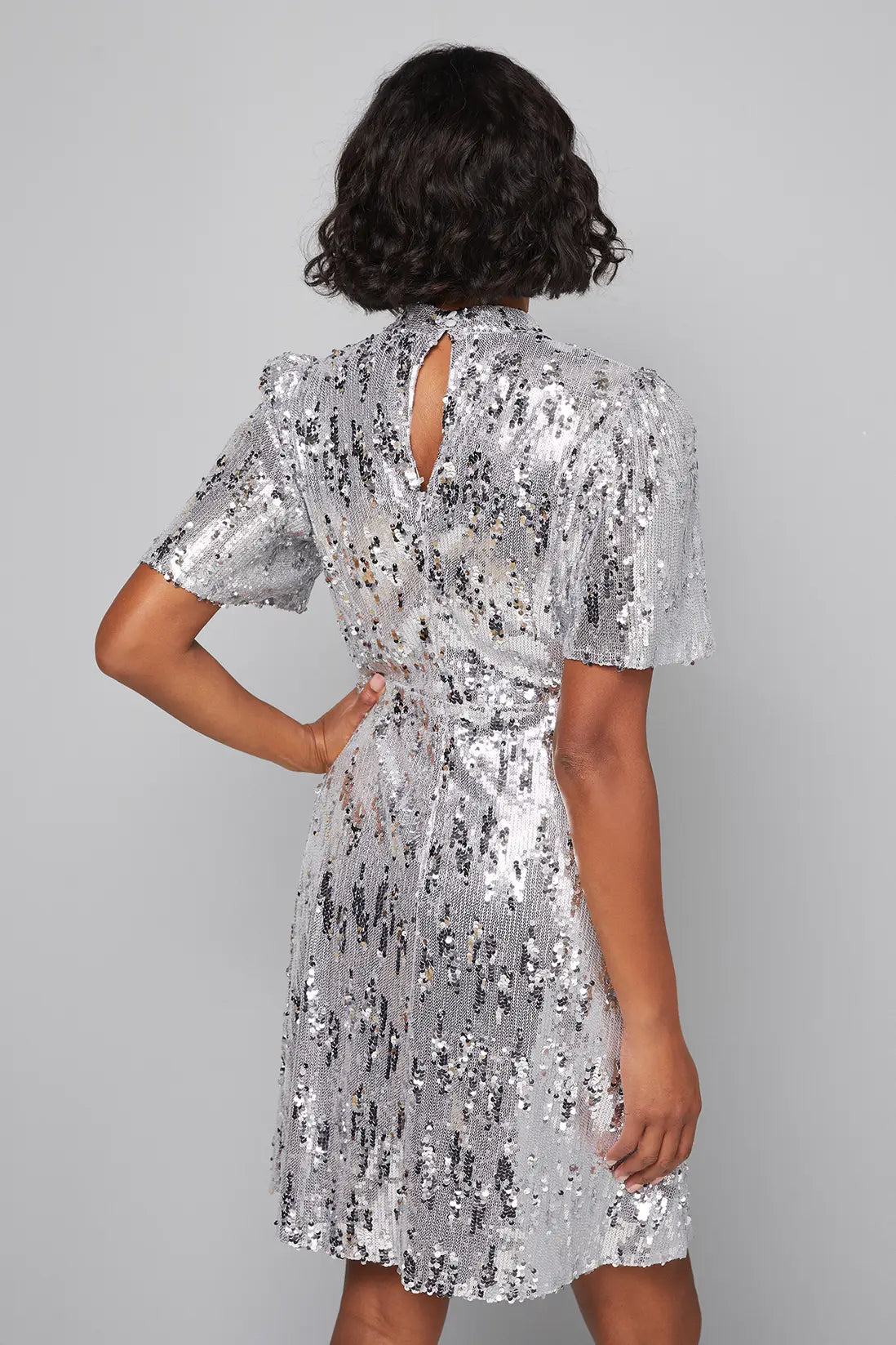 Sequin High Neck Shift Dress