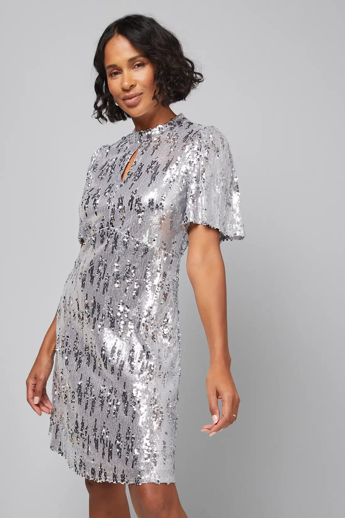 Sequin High Neck Shift Dress